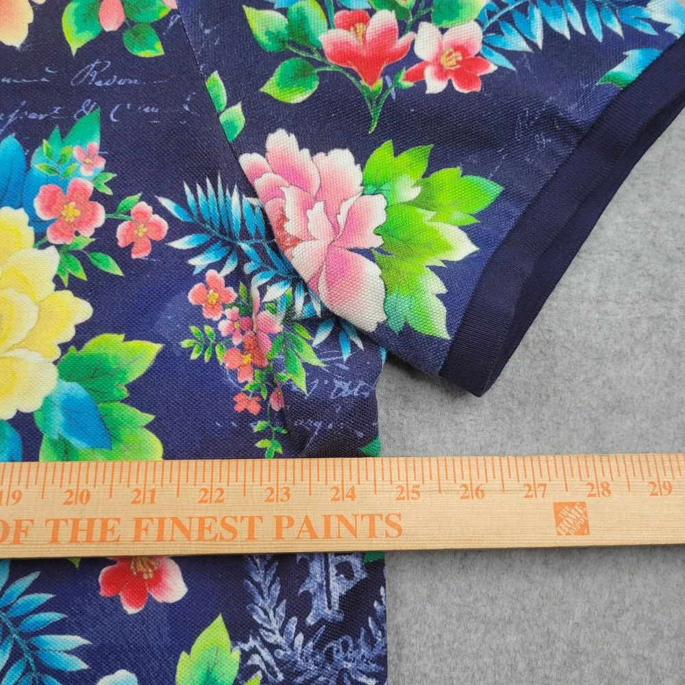 Polo Ralph Lauren Polo Shirt Mens XL Navy Blue Floral Classic Fit Short Sleeve